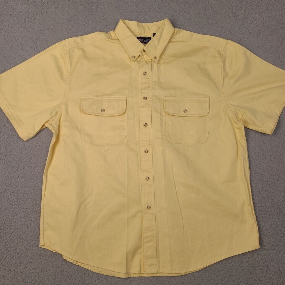 Faded‎ Glory Shirt Mens XL Yellow Button Down Pockets Casual Work